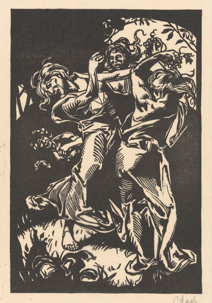 Salkım üzüm ve satir ile dans eden kadınlar by Johannes Josephus Aarts (signed by artist)