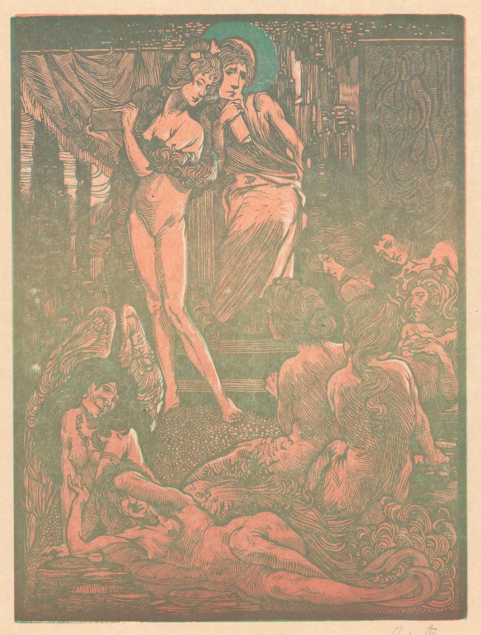 Dokuz fantastik kadın figürü by Johannes Josephus Aarts (signed by artist)