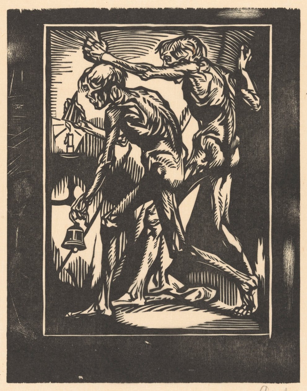 Çan ve mum söndürücü ile iki çıplak erkek figürü by Johannes Josephus Aarts (signed by artist)