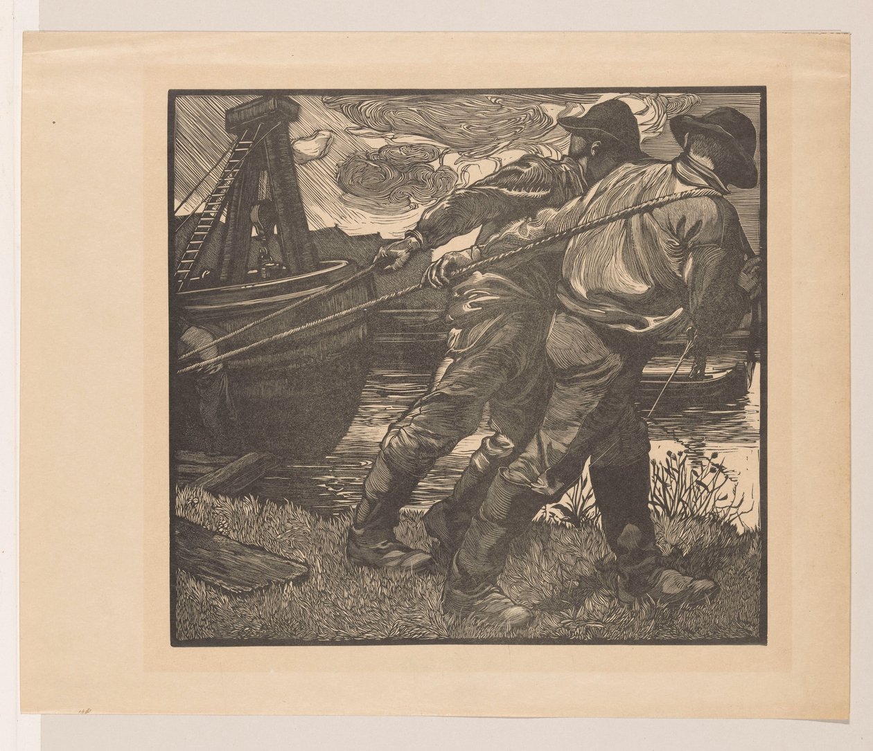 Kıyıda ipleri olan işçiler by Johannes Josephus Aarts