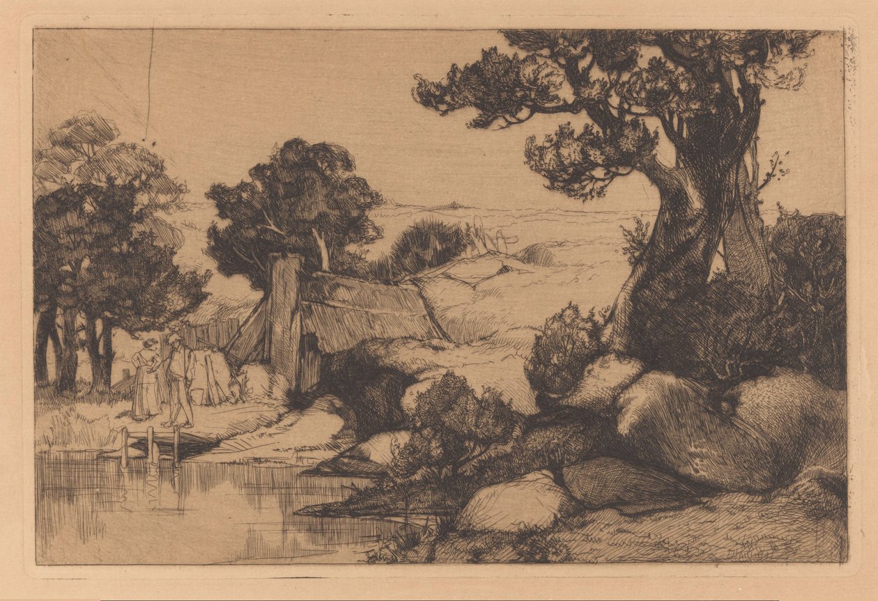 Bankada erkek ve kadın ile manzara by Johannes Josephus Aarts