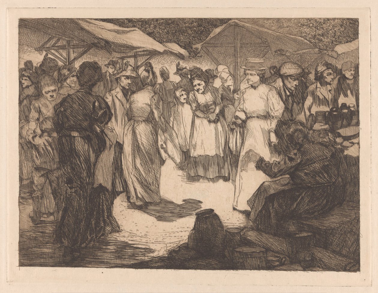 Erkekler ve kadınlar ile pazar sahnesi by Johannes Josephus Aarts