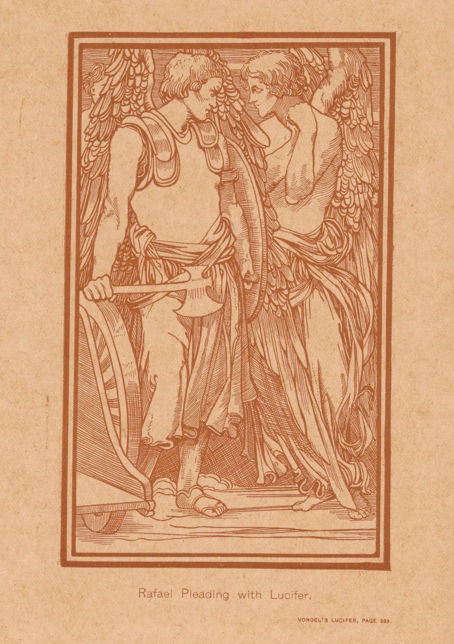 Raphael, Lucifer'i, Rafael Pleading with Lucifer (nesnedeki başlık) konusunda ikna etmeye çalışır by Johannes Josephus Aarts