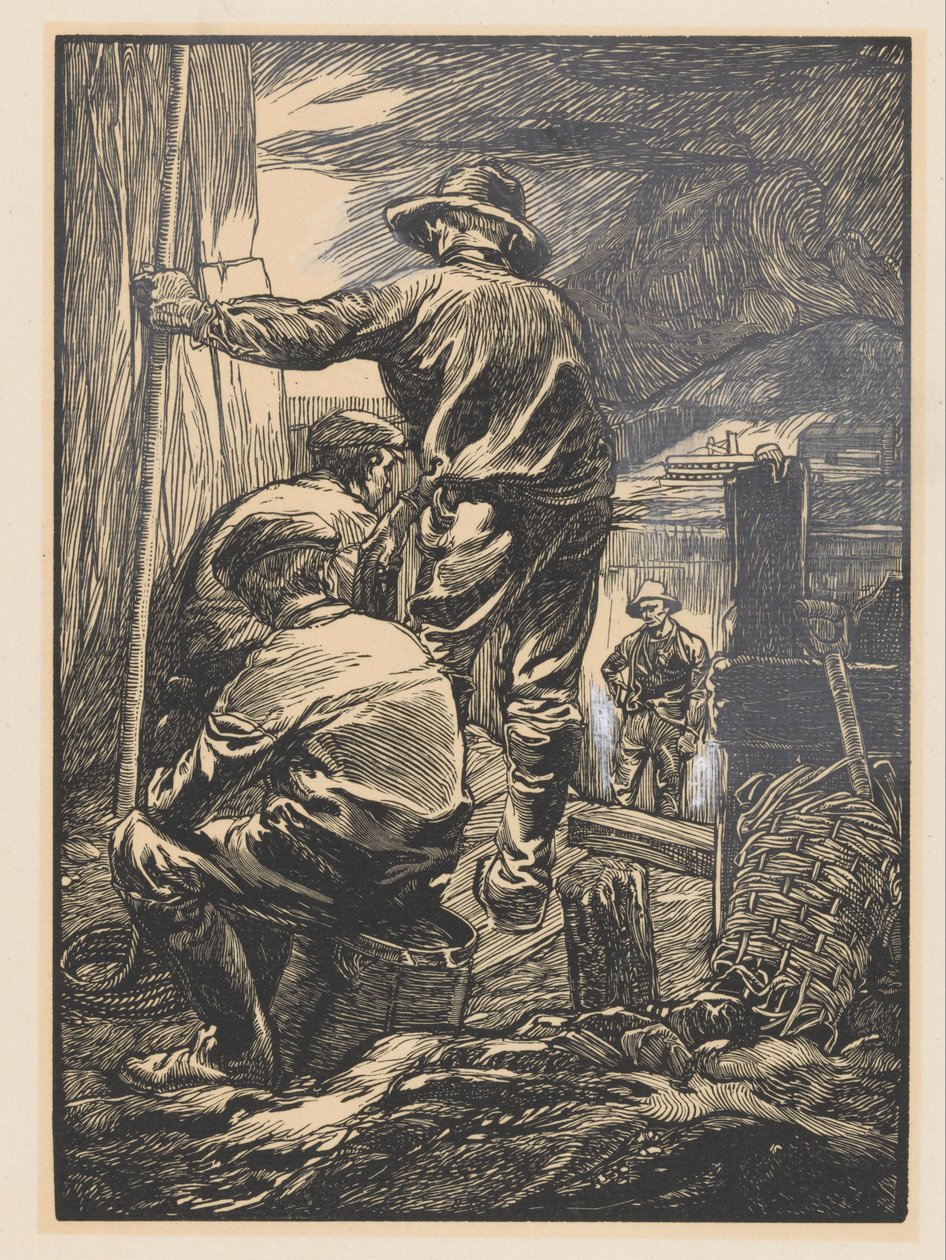 Su kenarında dört işçi by Johannes Josephus Aarts