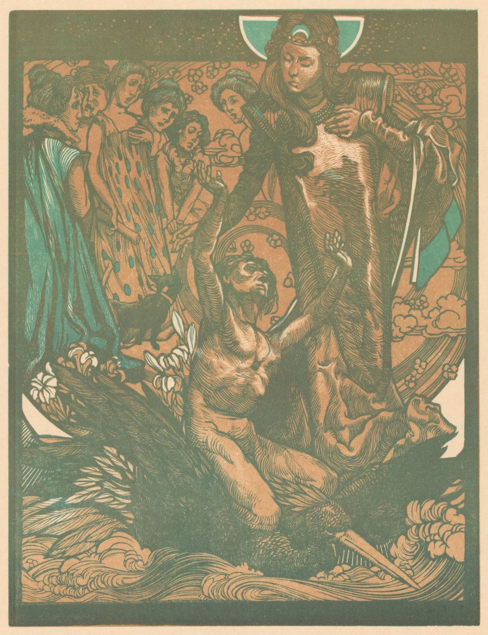 Kuş sırtında adam olan kadın figürleri by Johannes Josephus Aarts