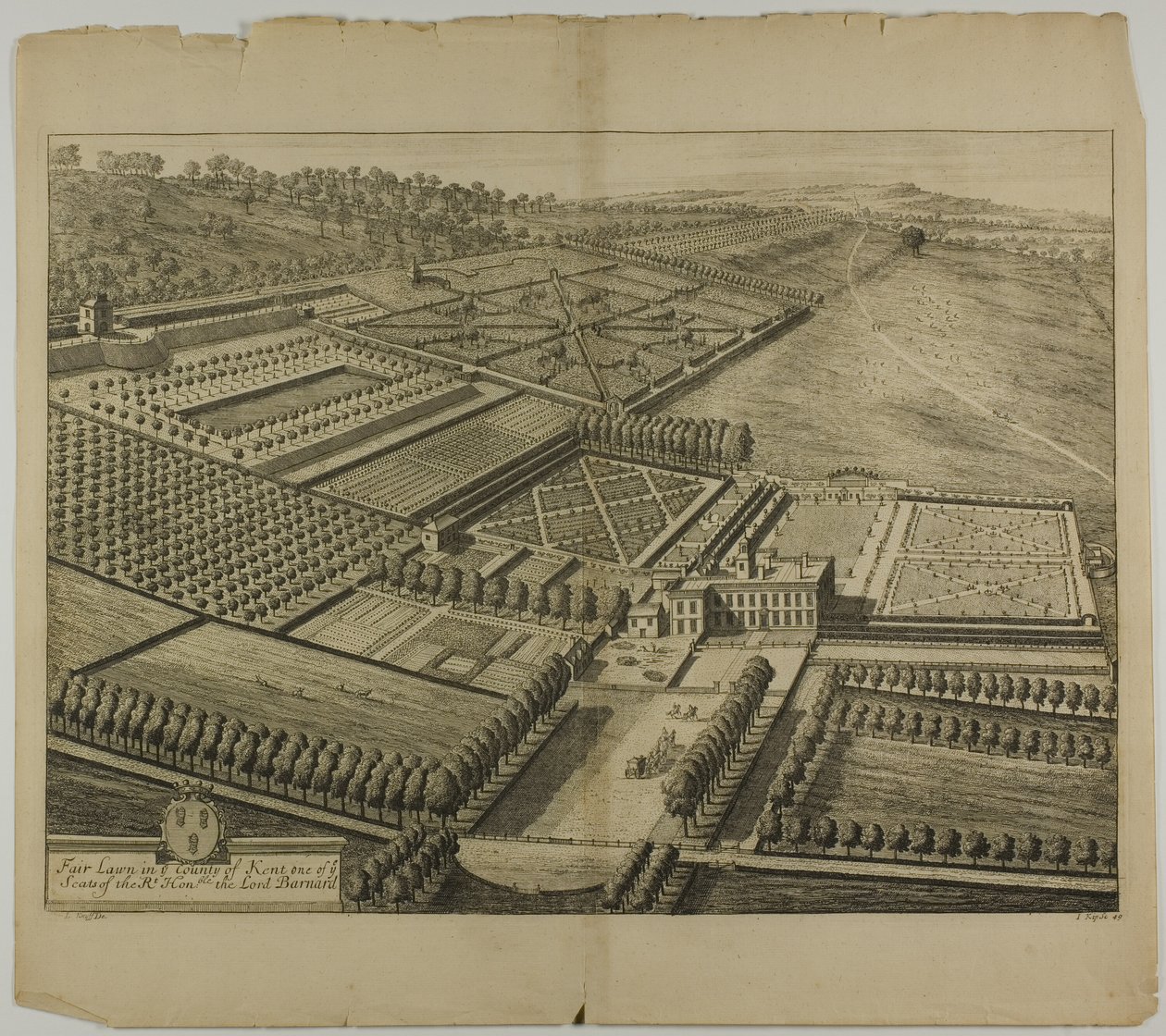 Kent County'deki Fair Lawn, Britannia Illustrata'dan 49 numaralı plaka by Johannes Kip