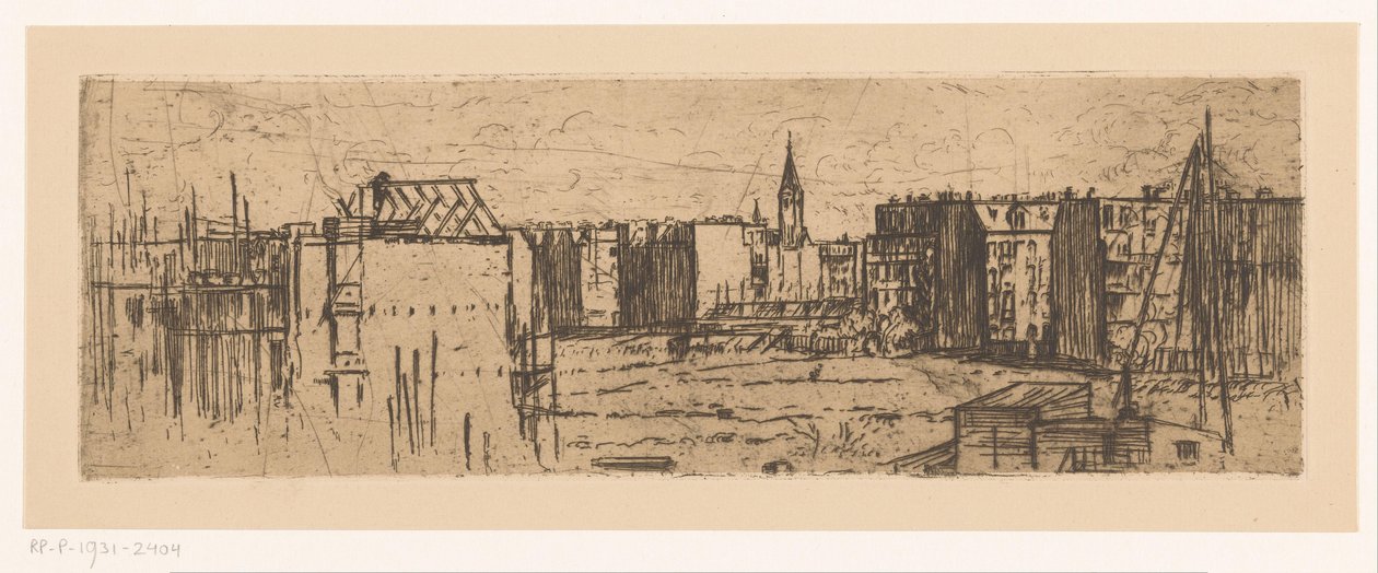 İnşaat halindeki evlerin olduğu Amsterdam manzarası by Johannes Löhr