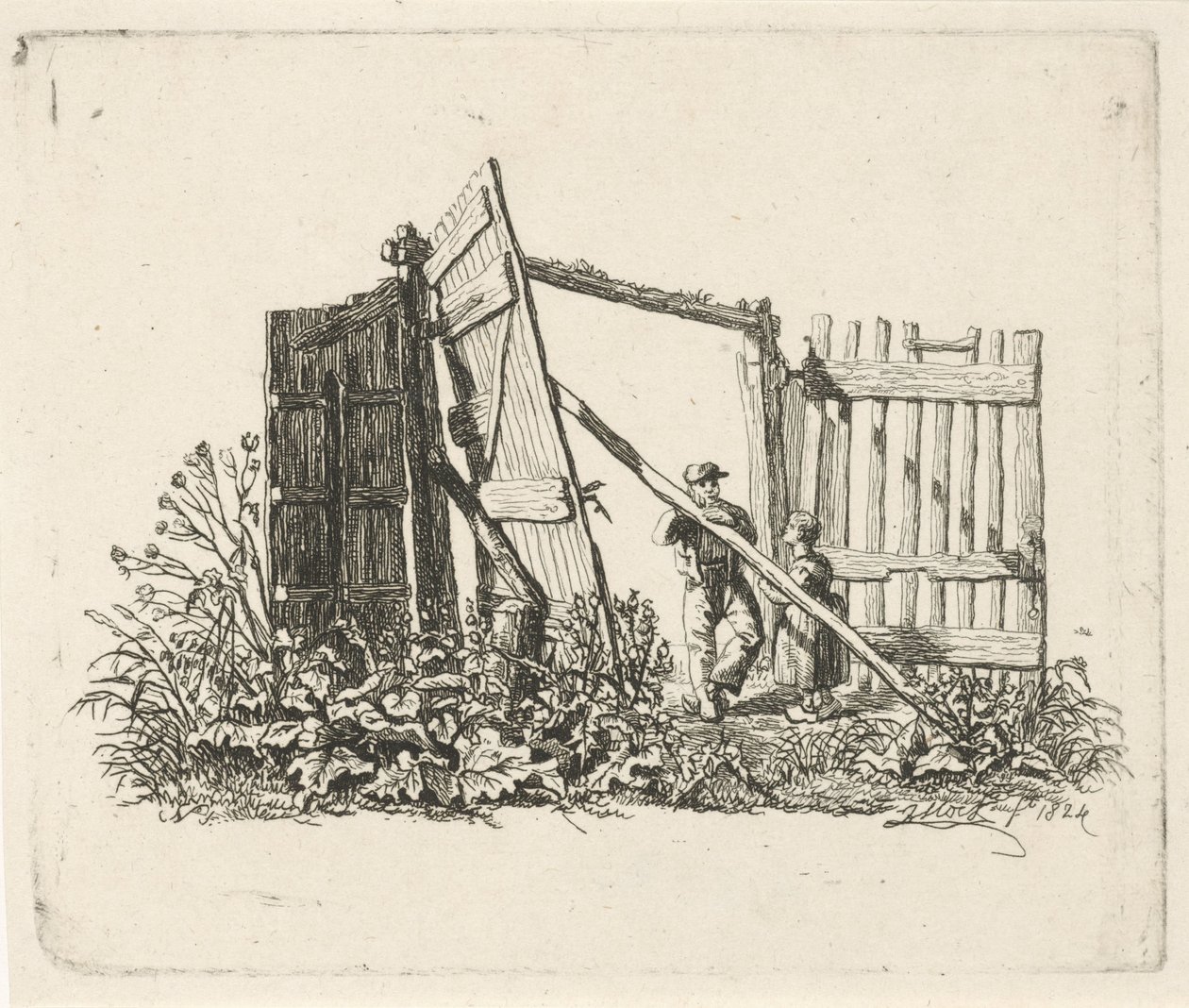 Açık bir kapıda iki figür by Johannes Mock