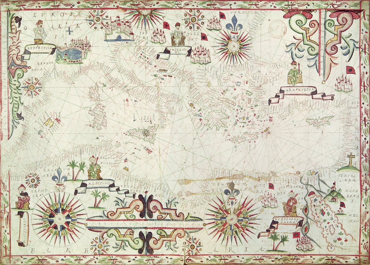 Akdeniz Haritası, 1625 by Johannes Oliva
