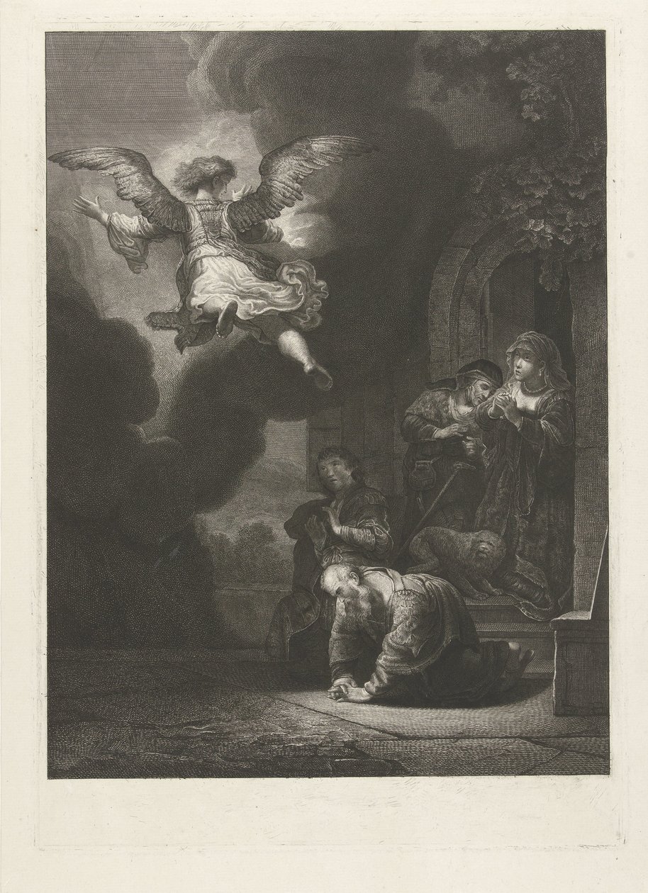 Melek, Tobias ve ailesini terk eder. by Johannes Pieter de Frey