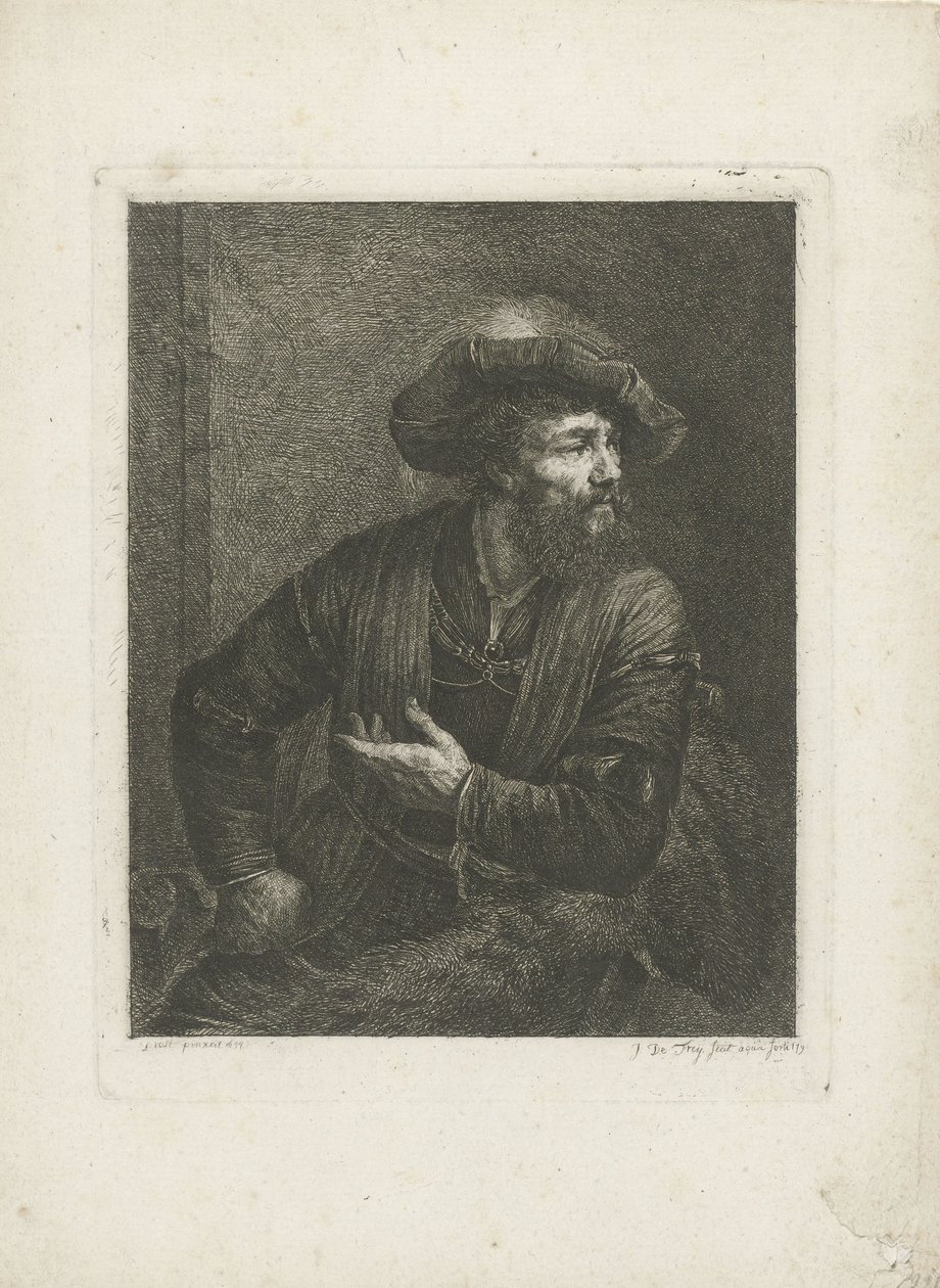 Tüylü bere ile bilinmeyen adam portresi by Johannes Pieter de Frey