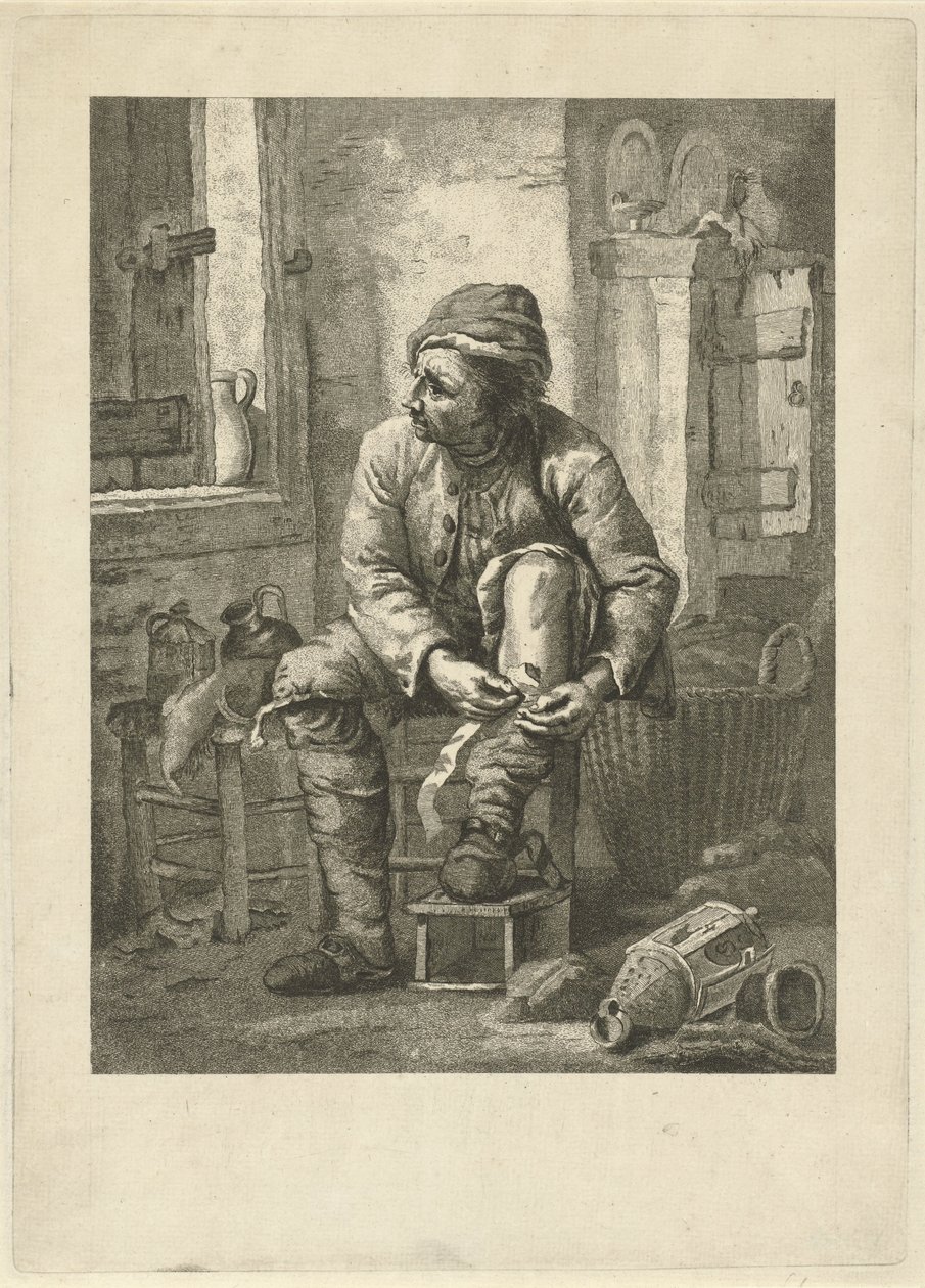 Adam bacağını bandajlar by Johannes Schoenmakers