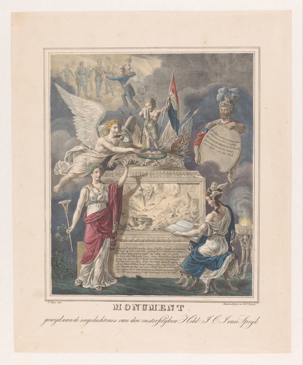 Jan Carel Josephus van Speijk için alegorik cenaze anıtı Ölümsüz Kahraman J.C.J.