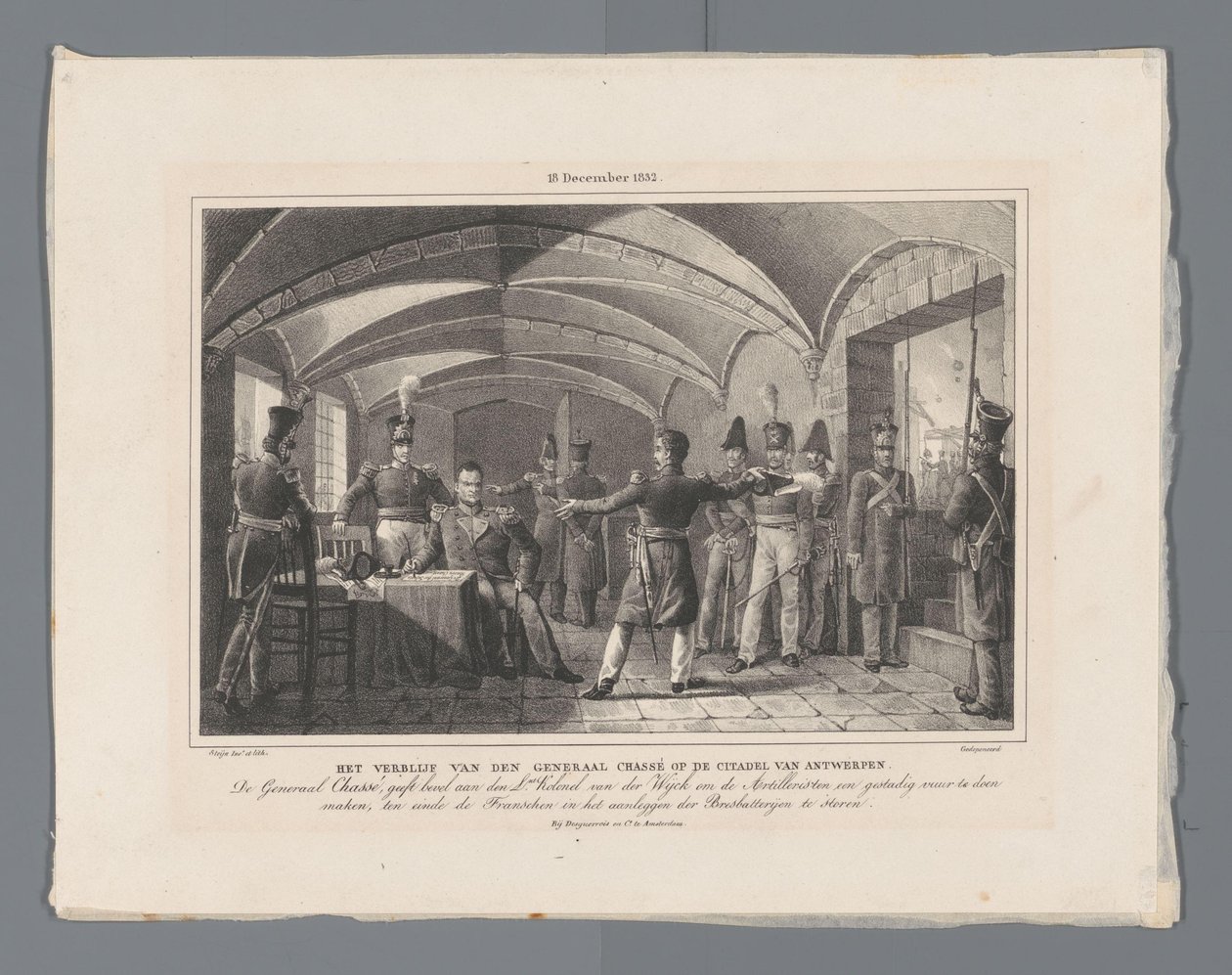 General Chassé'nin Antwerp Kalesi'ndeki Kalışı / (18 Aralık 1832.) (nesne üzerindeki başlık) Kale savunmasının dört plakası 10-18 Aralık 1832 (seri başlığı) by Johannes Steyn
