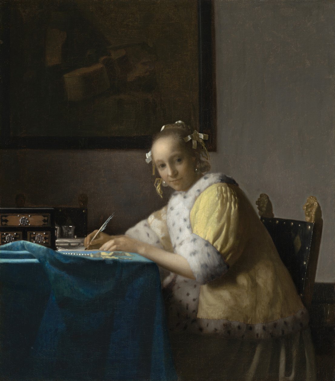 bir bayan yazma by Johannes Vermeer