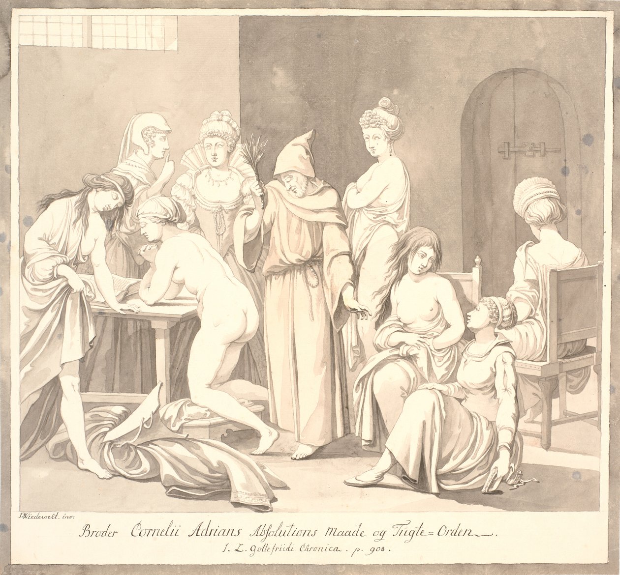 "Broder Cornelius Adrians Absolutions Maade og Tugte=Orden./ J.L. Gottefridi Chronica. s. 908." by Johannes Wiedewelt