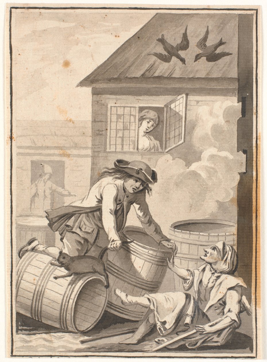 Jens Blok ve Gunild. Ludvig Holberg için çizim: Peder Paars 1772. (2. kitap, 3. şarkı) by Johannes Wiedewelt