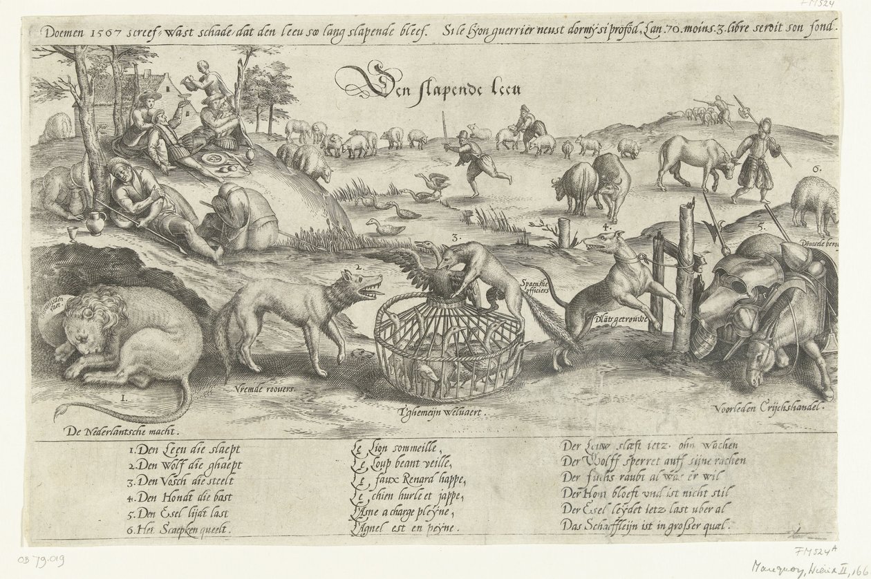 Uyuyan Aslan, 1567 Uyuyan Aslan (nesne üzerindeki başlık) Hollanda