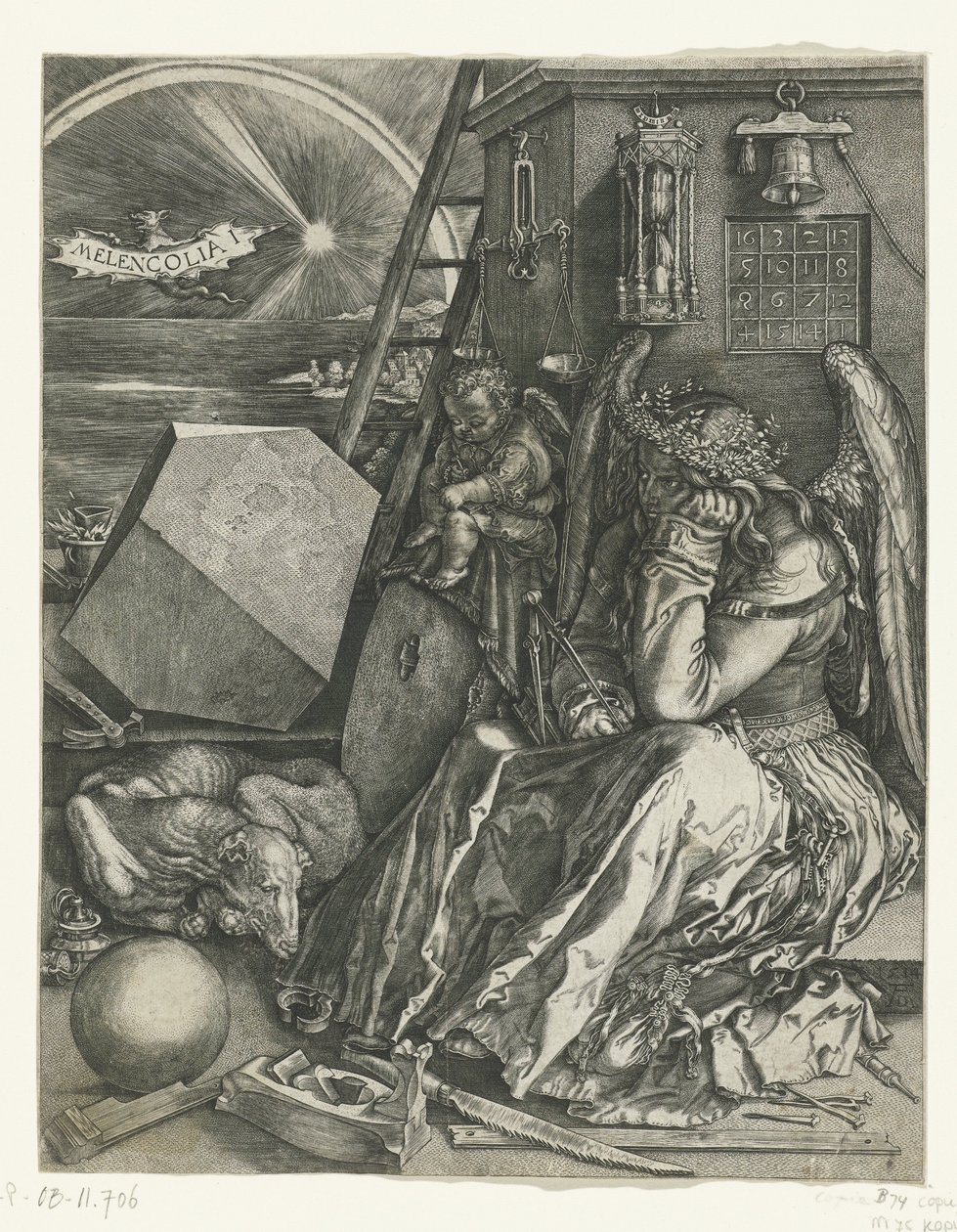 Melancholie Melencolia I (title on object) by Johannes Wierix