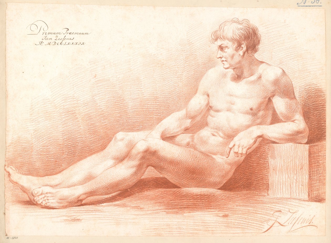 Oturan Erkek Çıplak, Yan Görünüm (1. Ödül 1789) by Johannes Ziesenis