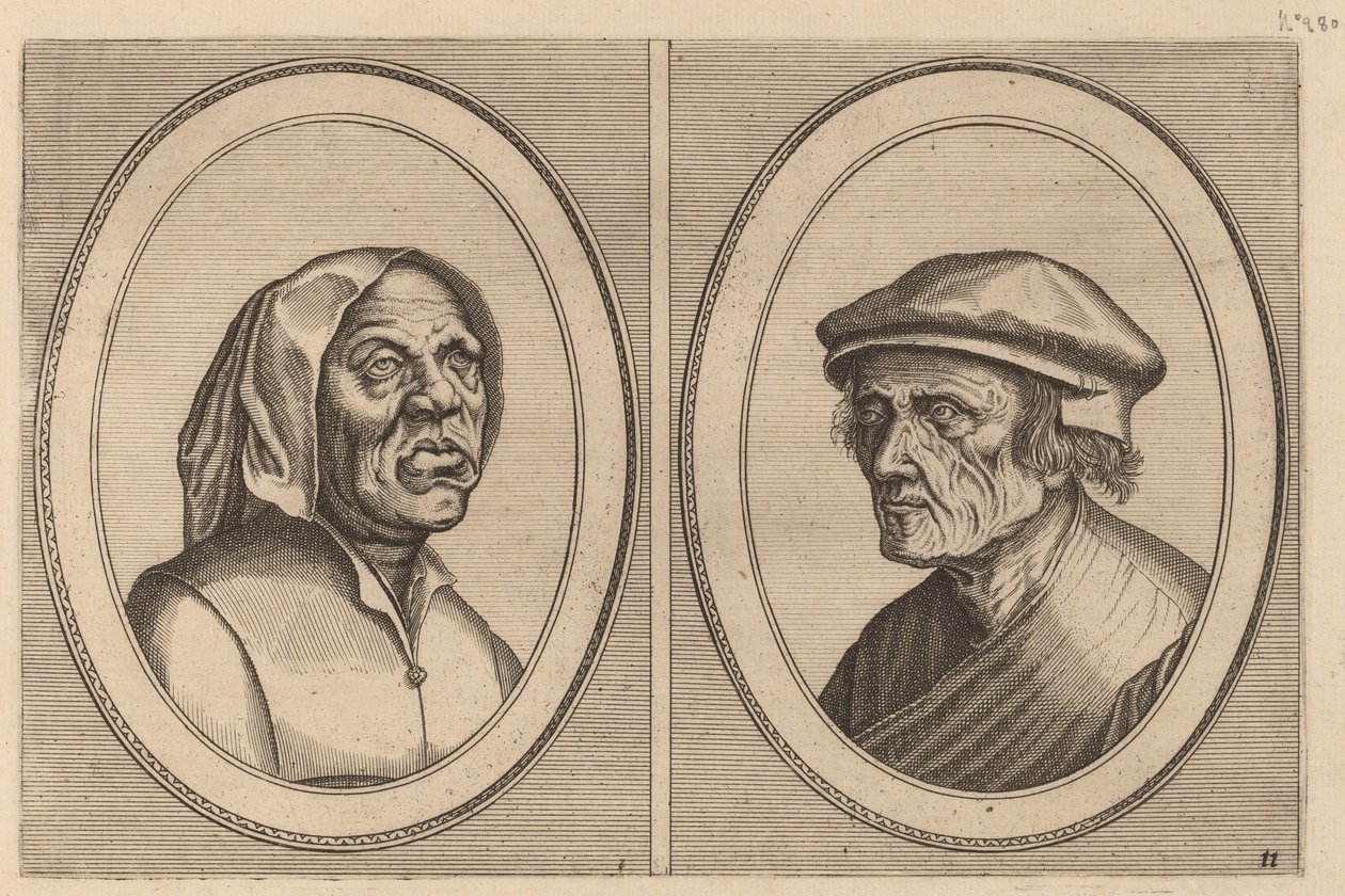 "Baef Schol-becx" ve "Spruyt Vroegh-bedorven" by Johannes and Lucas van Doetechum after Pieter Bruegel the Elder