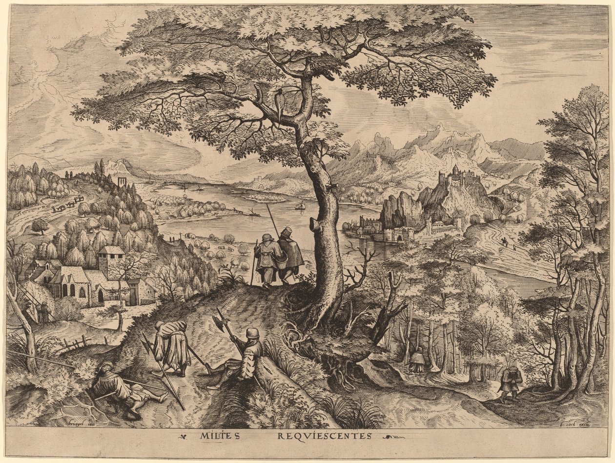 Dinlenen Askerler (Dinlenen Askerler) by Johannes and Lucas van Doetechum after Pieter Bruegel the Elder