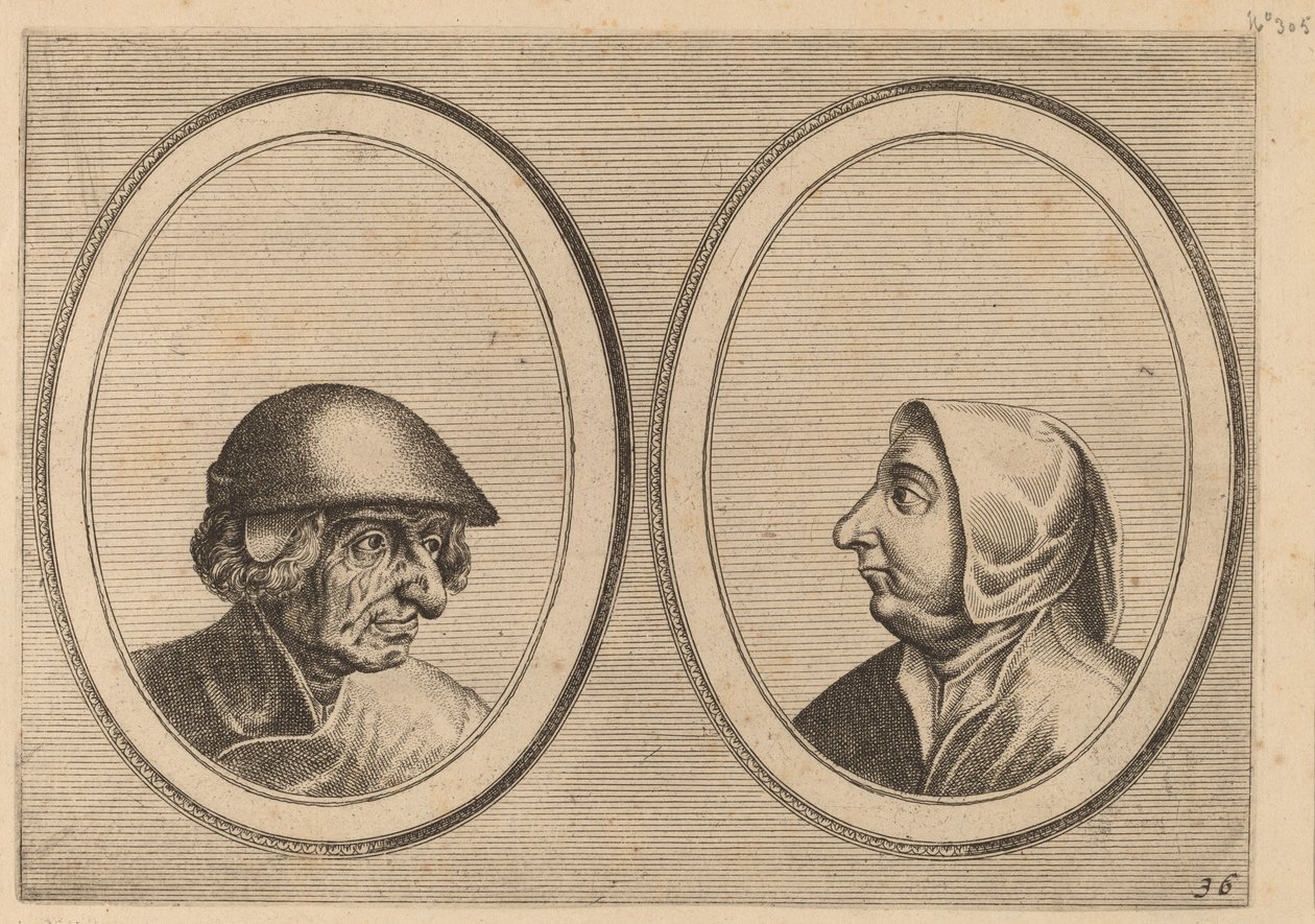 "Schonckje Wel-bedrocht" ve "Pronckje Heel-volmaeckt" by Johannes and Lucas van Doetechum after Pieter Bruegel the Elder
