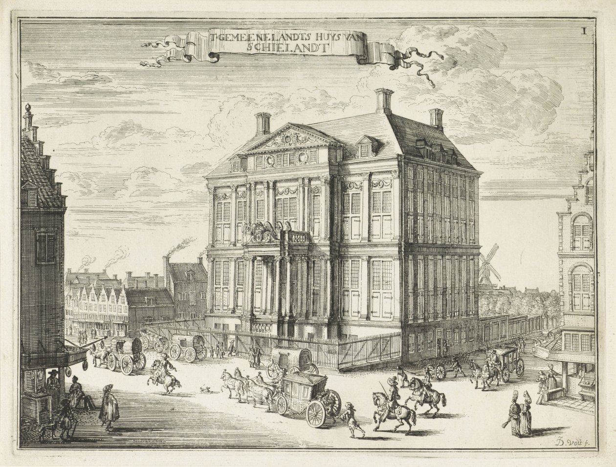 Rotterdam T' Gemeenelandts Huys van Schielandt'taki Schielandshuis'in görünümü (nesne üzerindeki başlık) by Johannes de Vouw