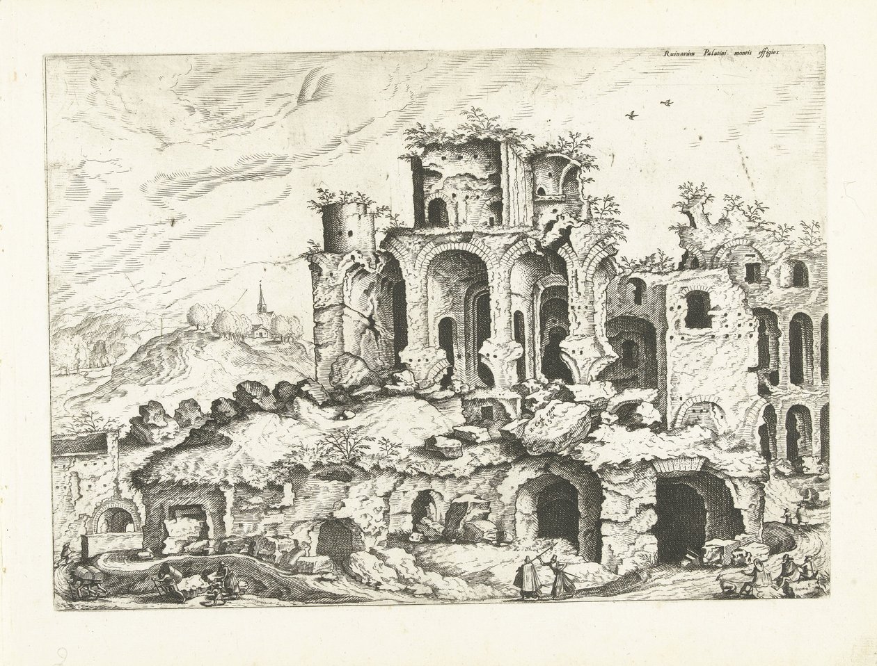 Palatine Tepesi kalıntılarının üçüncü görünümü Roma kalıntıları, 1561 (dizi başlığı) by Johannes of Lucas van Doetechum (attributed to)