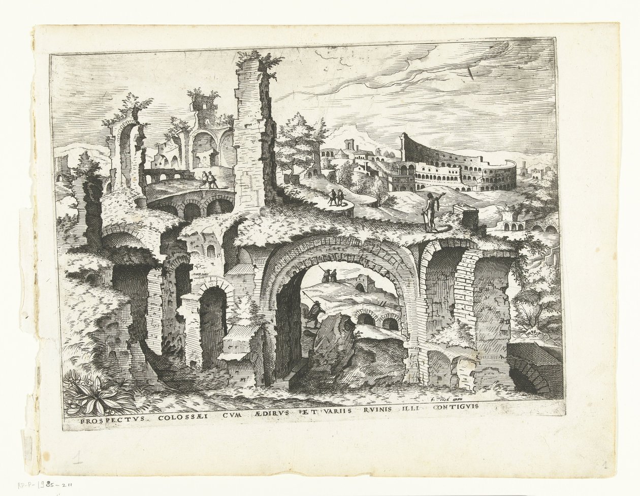 Kolezyum manzarası Roma kalıntıları, 1561 (dizi başlığı) by Johannes of Lucas van Doetechum (attributed to)