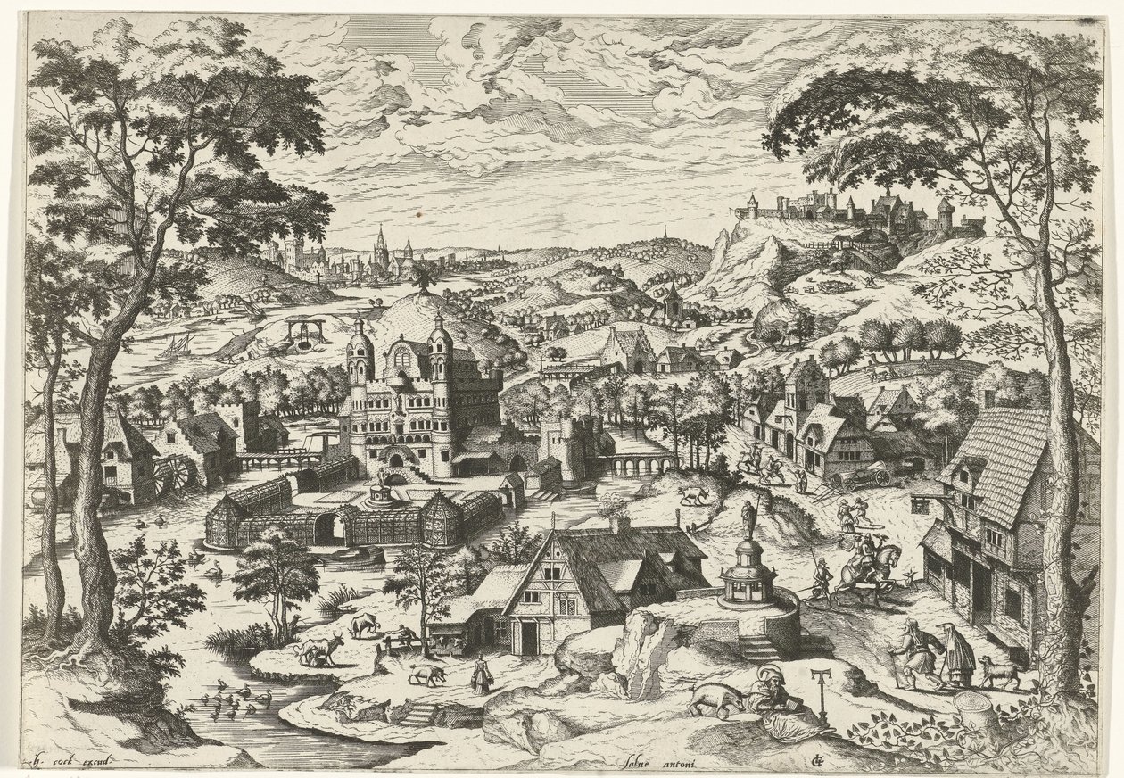 Aziz Anthony ile manzara Salve antoni (nesne üzerindeki başlık) Hıristiyan hikayeleri ile Manzaralar (dizi başlığı) by Johannes of Lucas van Doetechum