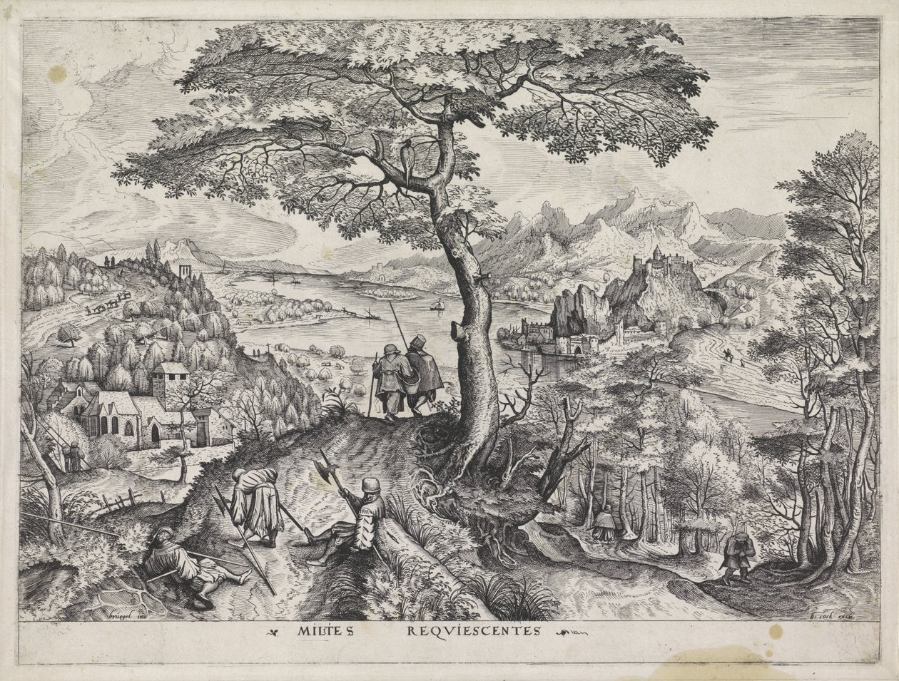 Dinlenme askerleri ile manzara Milites Requiescentes (nesne üzerindeki başlık) Geniş manzaralar (dizi başlığı) by Johannes of Lucas van Doetechum