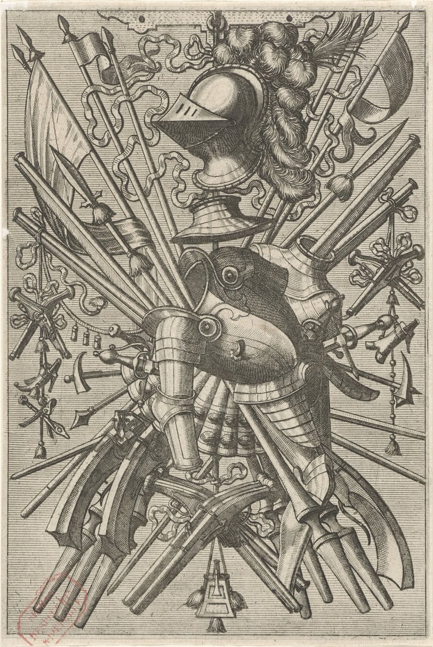 Bir silah kupasından oluşan yüzey dekorasyonu Ödüllü yüzey süslemeleri ve frizler (seri başlığı) by Johannes of Lucas van Doetechum