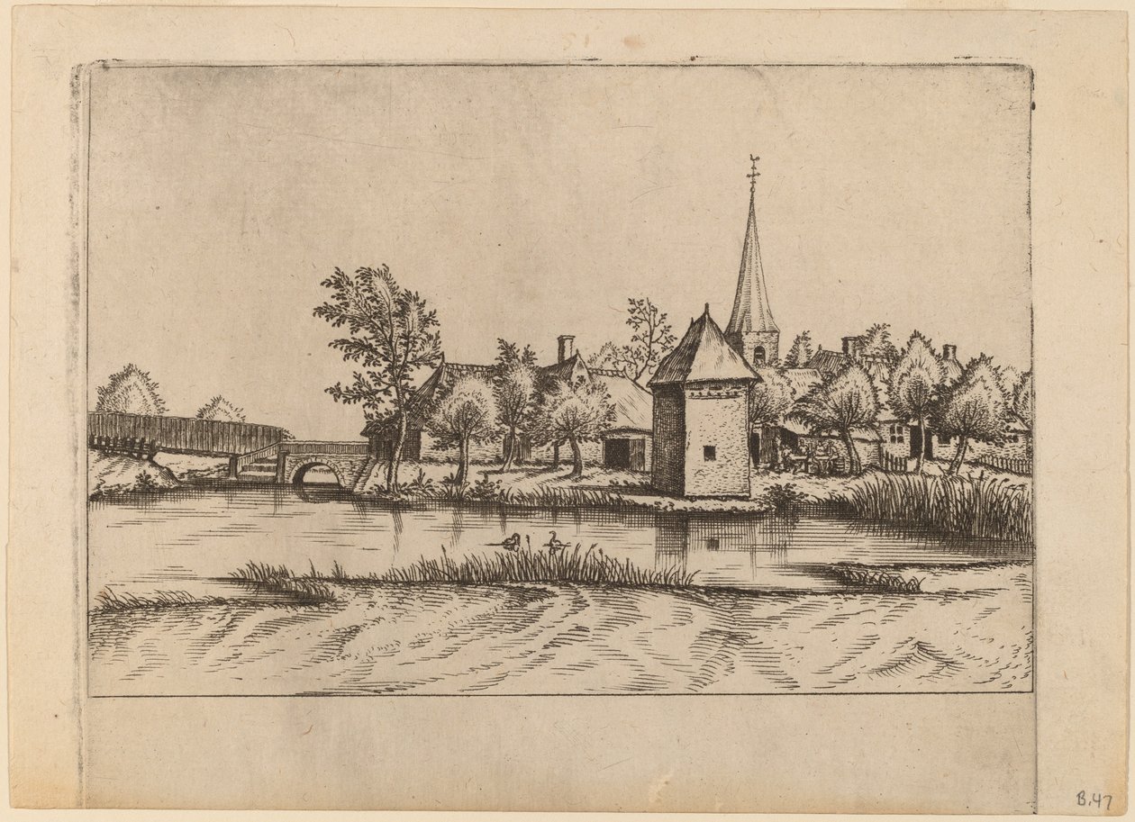 Kilise ve Köprü ile Köy Köyü by Johannes van Doetechum, the Elder and Lucas