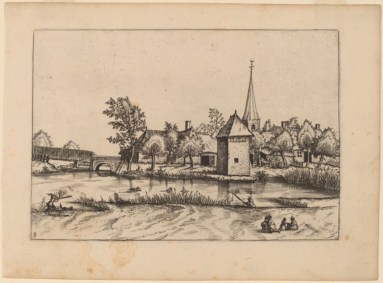 Kilise ve Köprü ile Köy Köyü by Johannes van Doetechum, the Elder and Lucas
