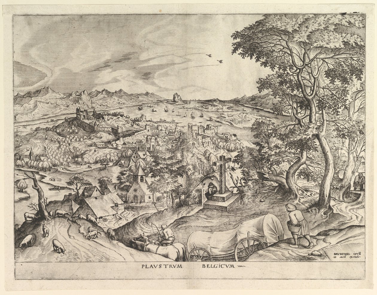 Büyük Manzaralardan Belçika Vagonu Plaustrum Belgicum, yaklaşık. 1555-56. by Johannes van Doetecum I
