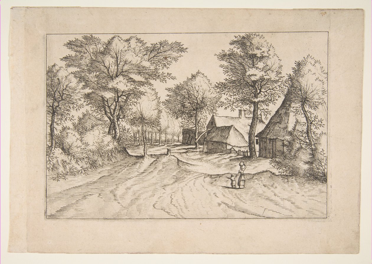 Çiftlikli ve Kulübeli Köy Yolu, Küçük Manzaralar Multifariaru..., 1559-61 serisinden. by Johannes van Doetecum I