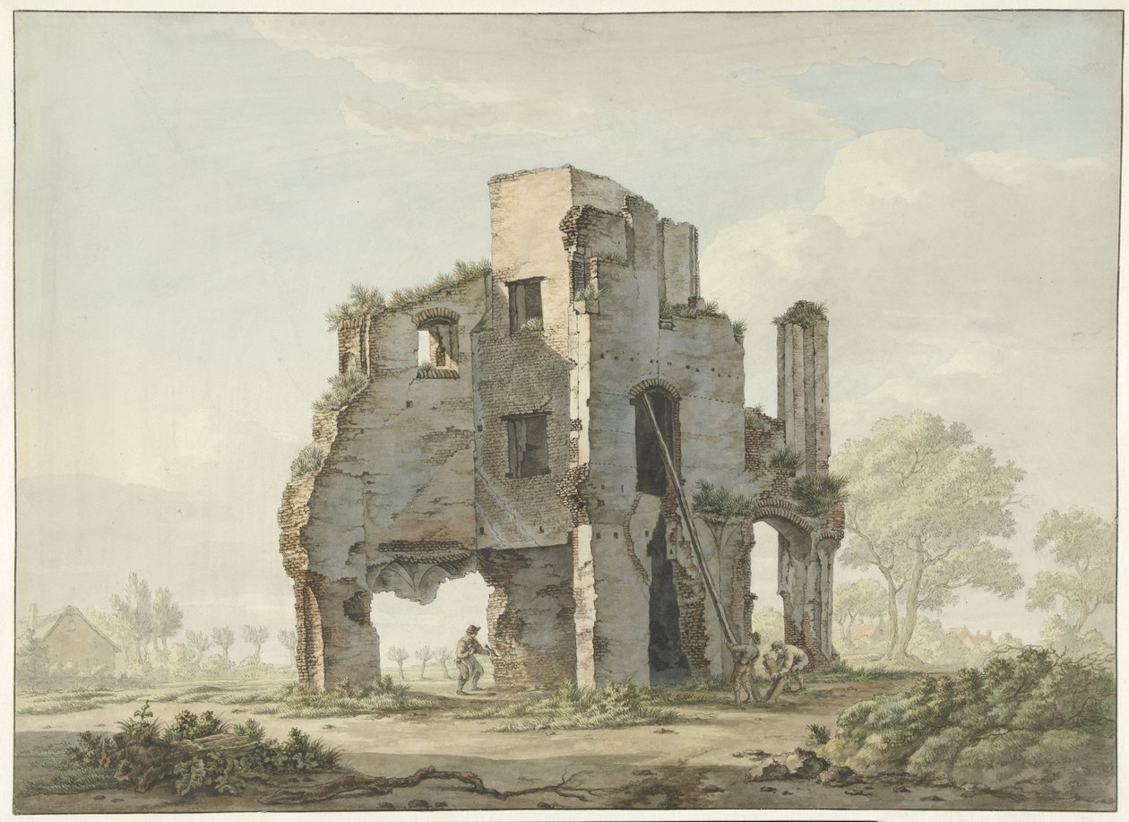 Rijnsburg Manastırı'nın kalıntılarının yıkılması by Johannes van Lexmond