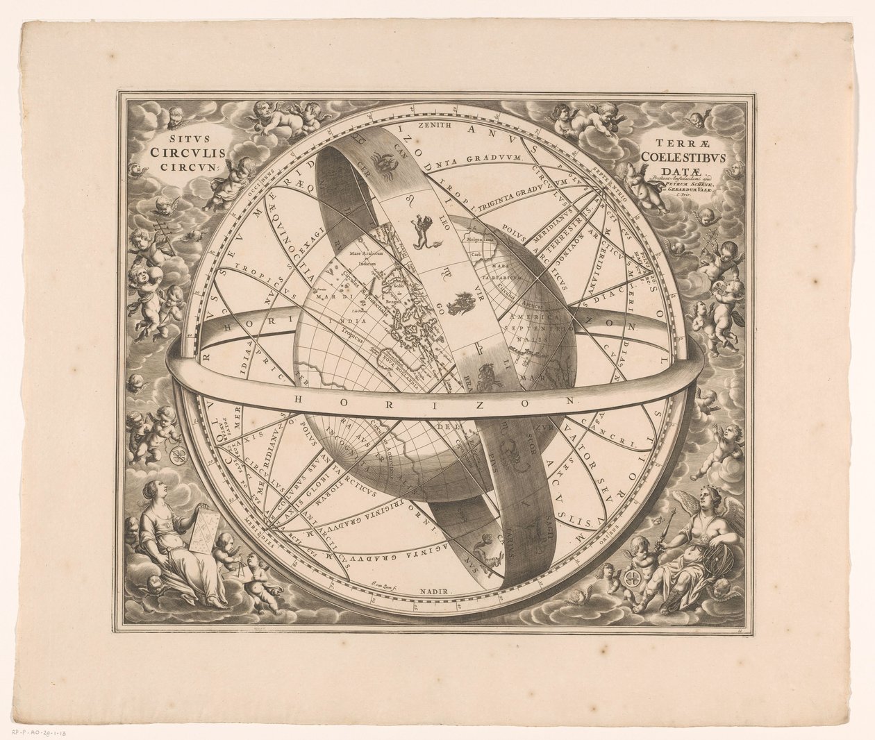 Hemelkaart van de aarde volgens het stelsel van Ptolemy Dünyanın gök daireleriyle çevrili yeri (nesne üzerindeki başlık) by Johannes van Loon