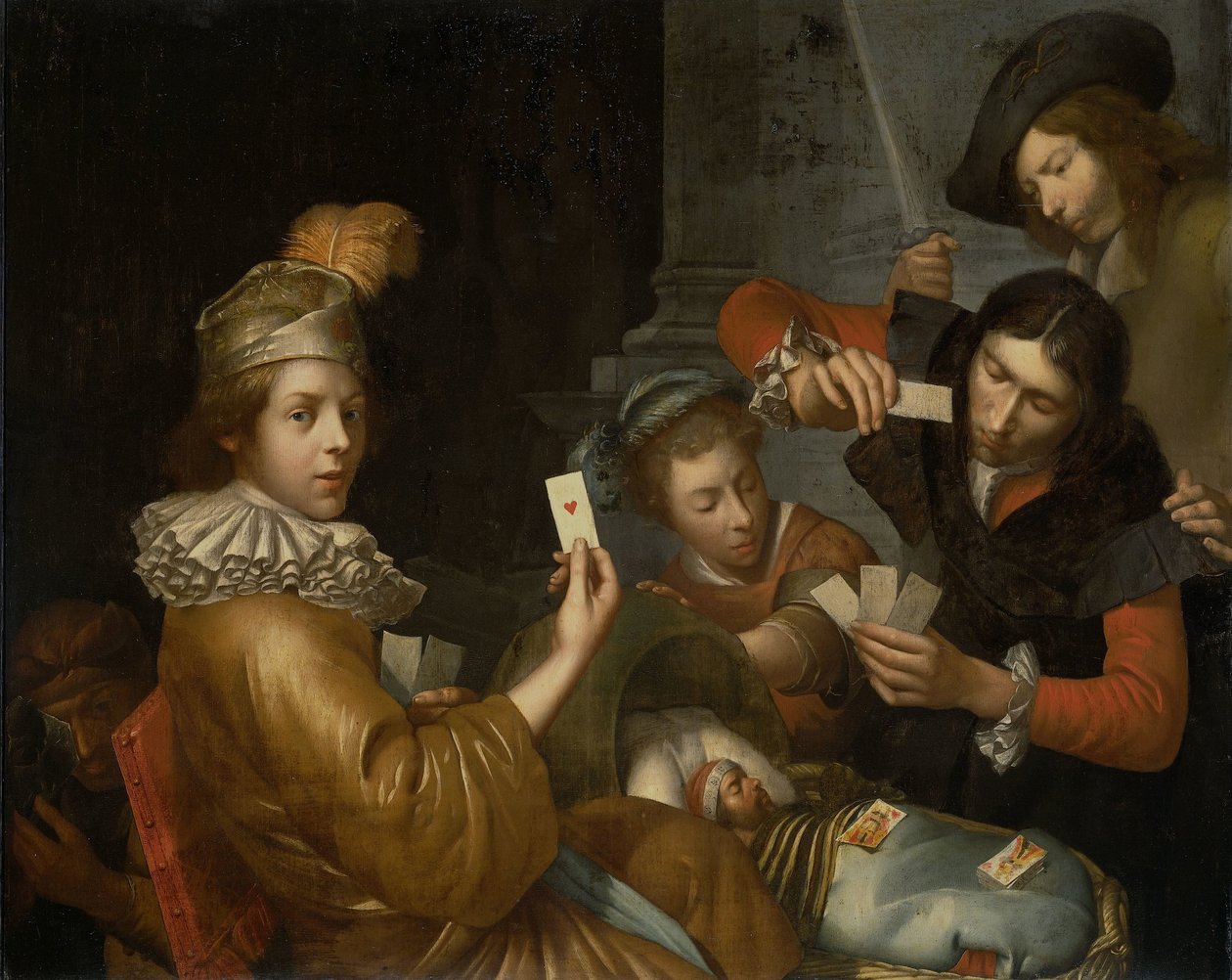 Beşikteki Kart Oyunu: Alegori by Johannes van Wijckersloot (attributed to)