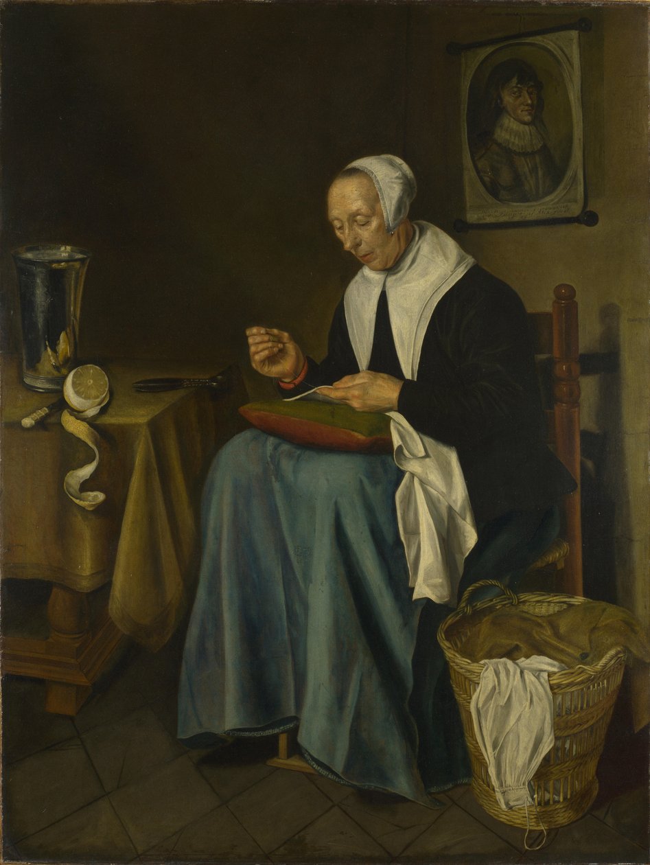 Oturan yaşlı bir kadın, 1655 by Johannes van der Aeck