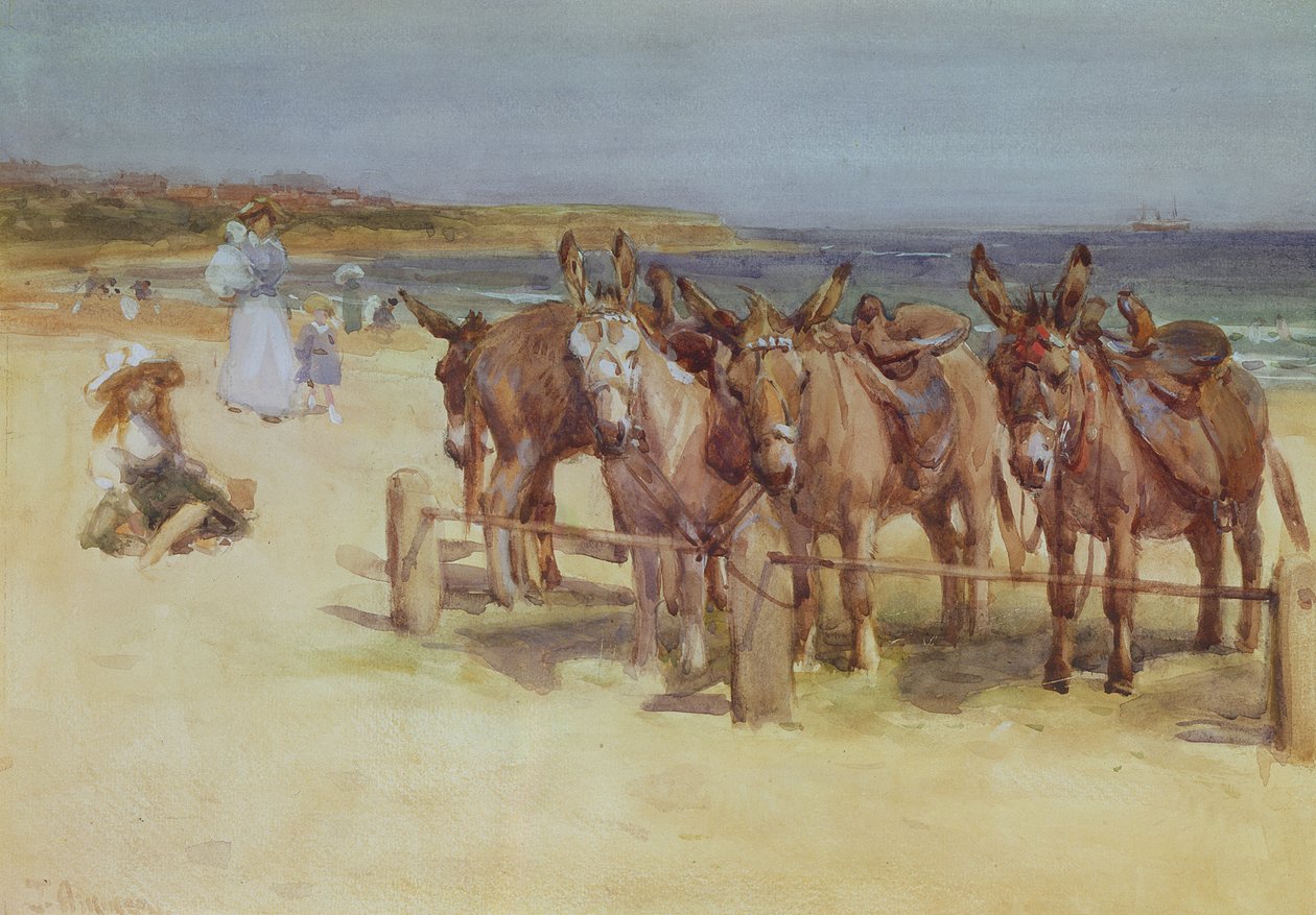 The Longsands, Tynemouth, Northumberland (kağıt üzerinde tuvalet ve gövde rengi) by John Atkinson