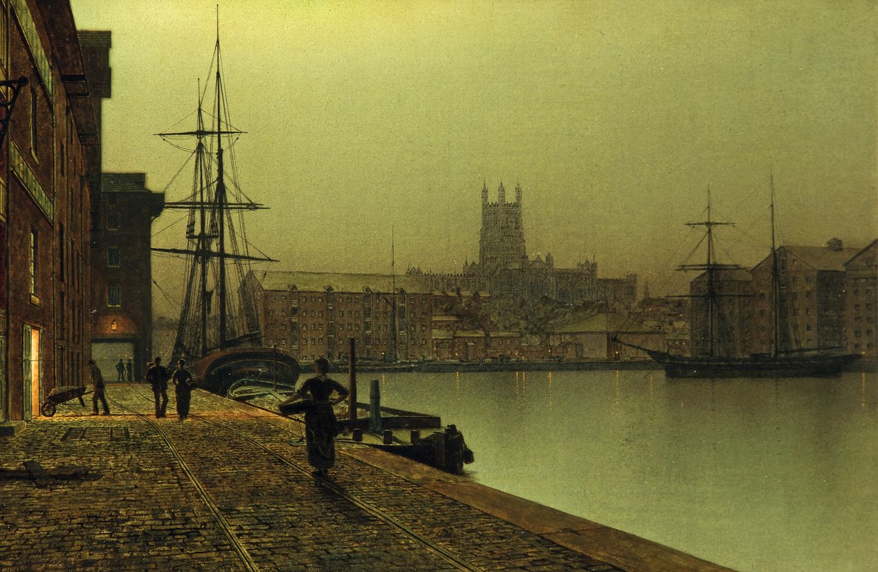Gloucester Rıhtımları, 1880-90 by John Atkinson Grimshaw