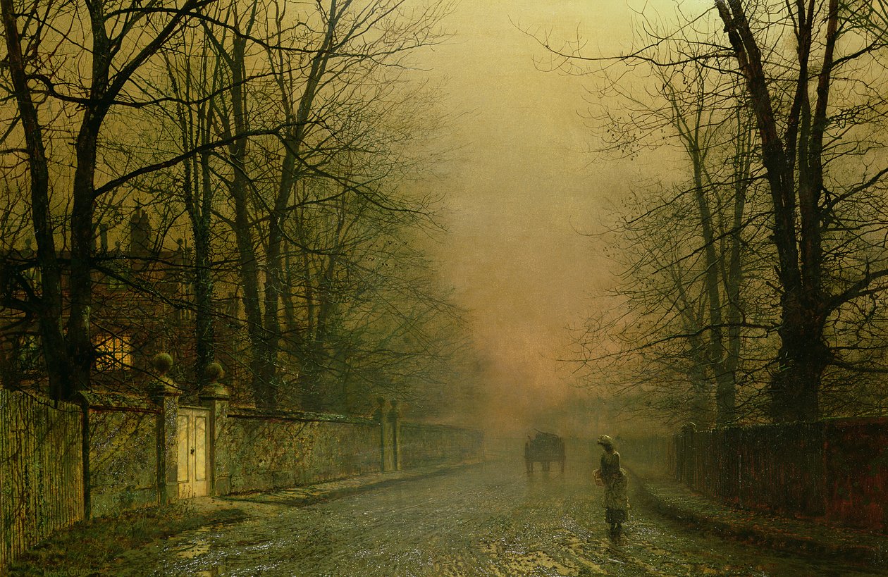 Soluk ay ışınlarının oyalandığı yerde by John Atkinson Grimshaw