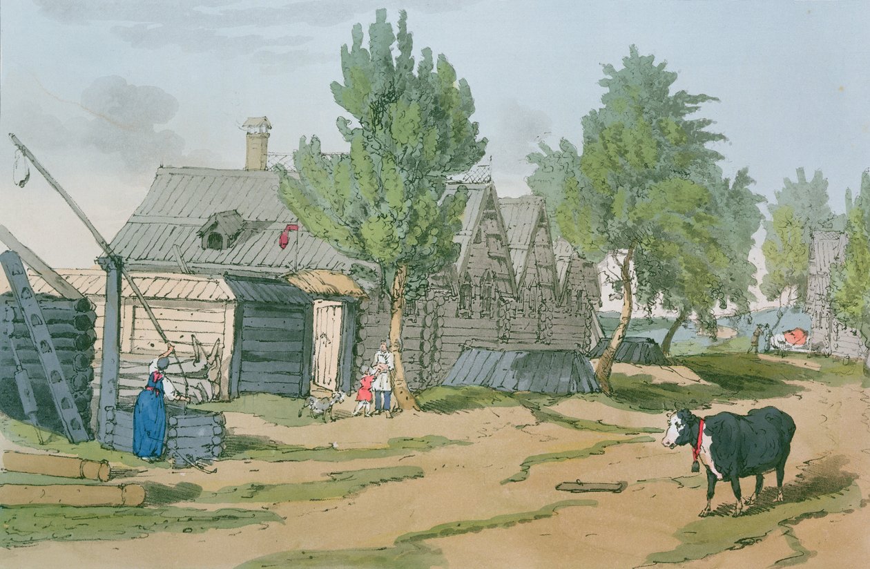 Bir Rus Köyü, 1804 by John Augustus Atkinson