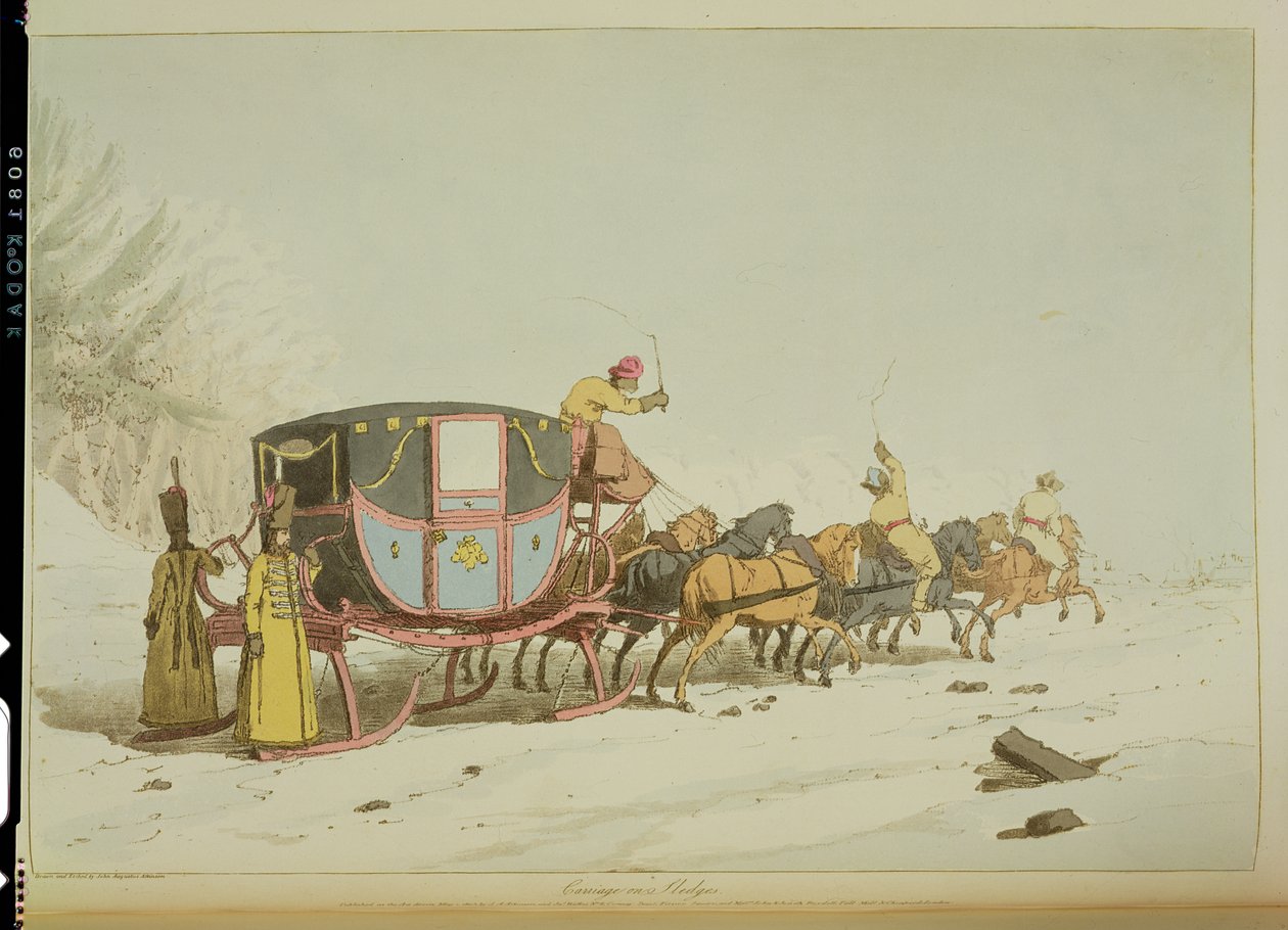 Sanatçı tarafından kazınmış Kızaklarda Araba, 1803