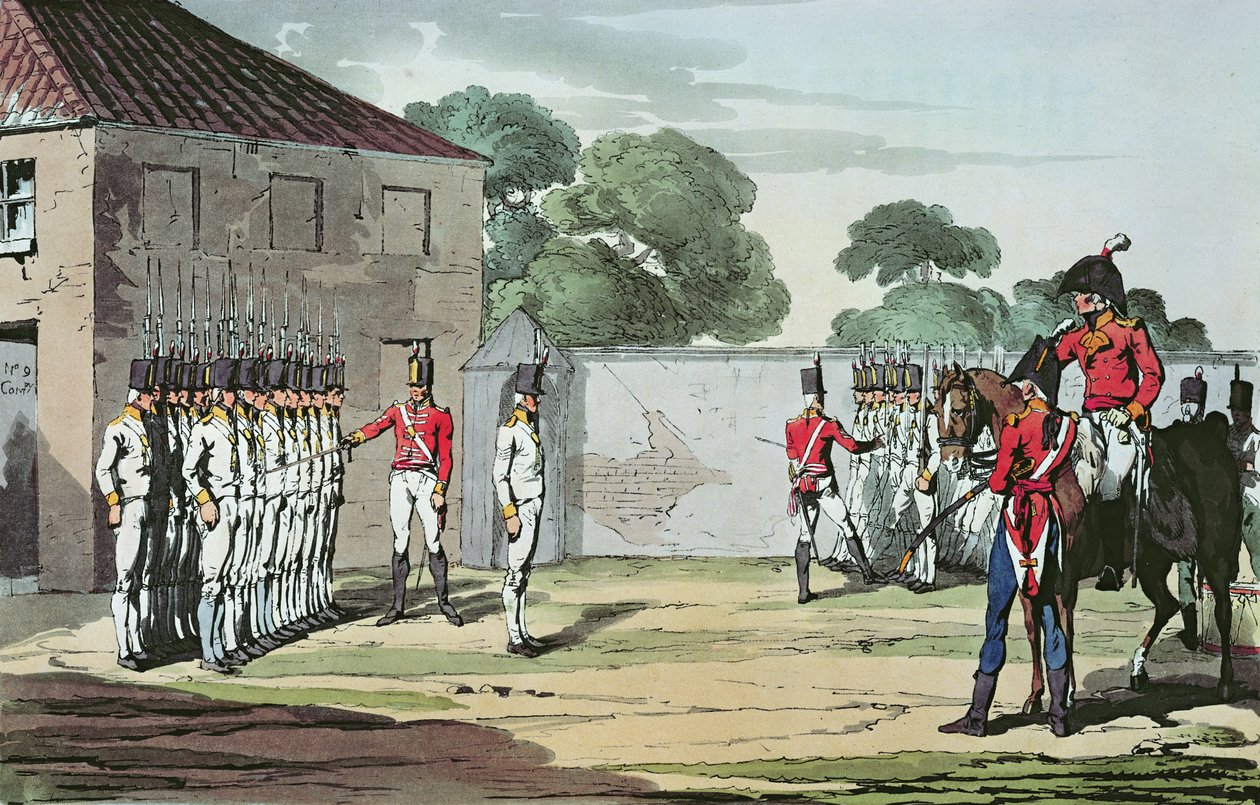 Askerler Sondajı, 1807 (renkli dağlama) by John Augustus Atkinson