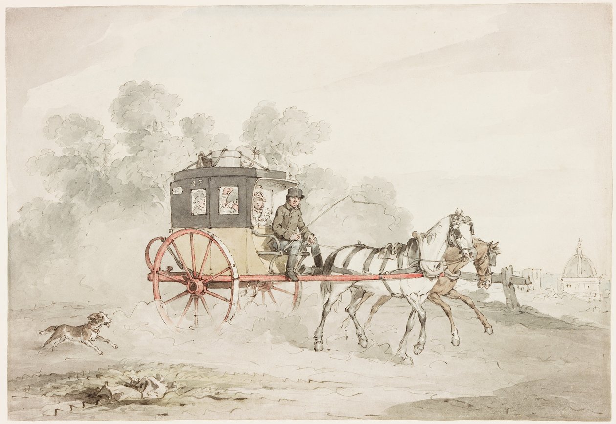 The Postcart (kağıt üzerine mürekkep, kurşun kalem ve wc) by John Augustus Atkinson