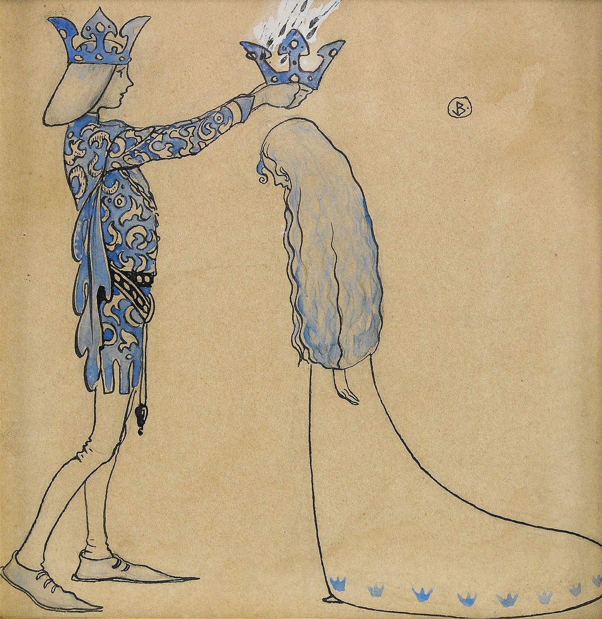 Sonra prens başına altın bir taç koydu by John Bauer