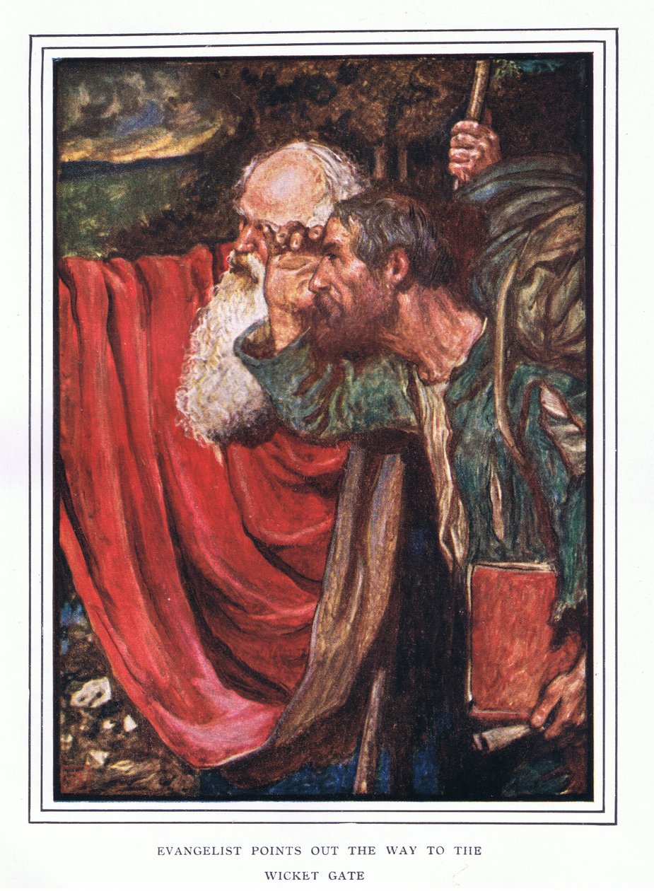 Evangelist küçük kapıya giden yolu işaret ediyor by John Byam Liston Shaw